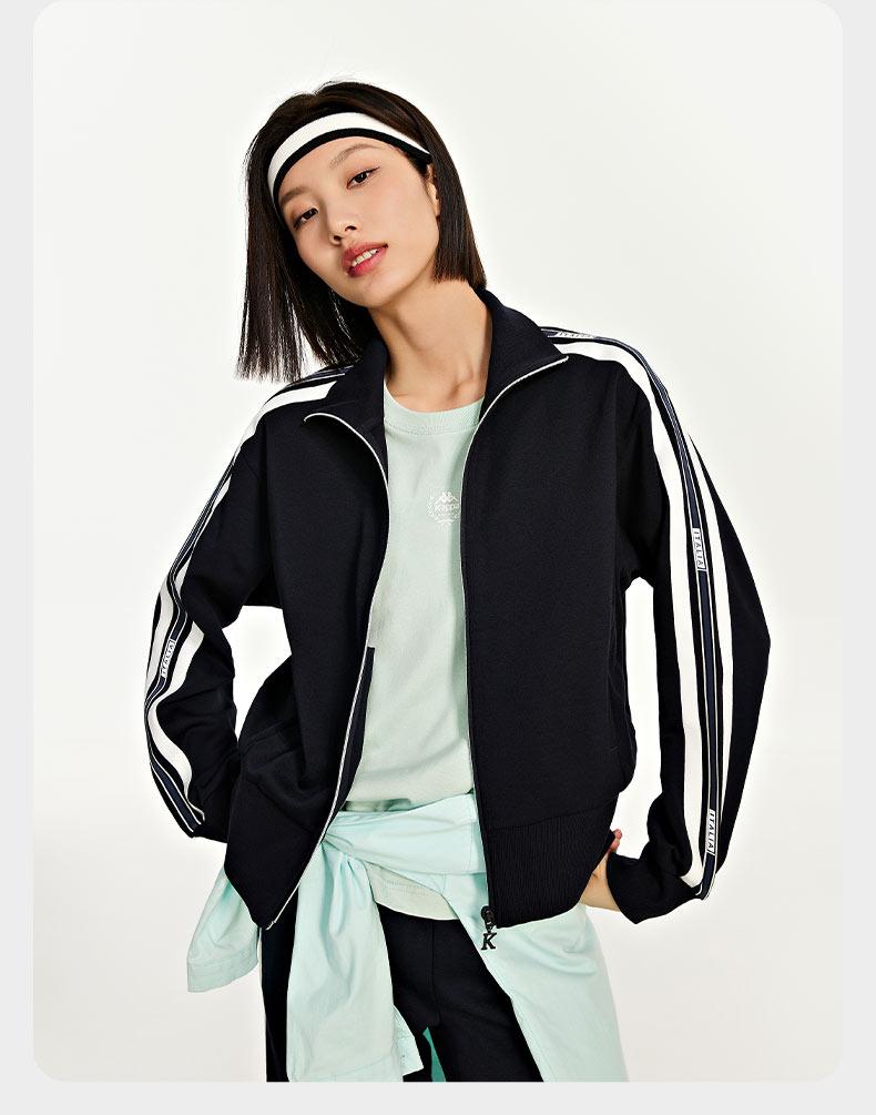 Kappa Knitted Cardigan New Women's Look Slim Retro Sports Hoodie Casual Long Sleeve