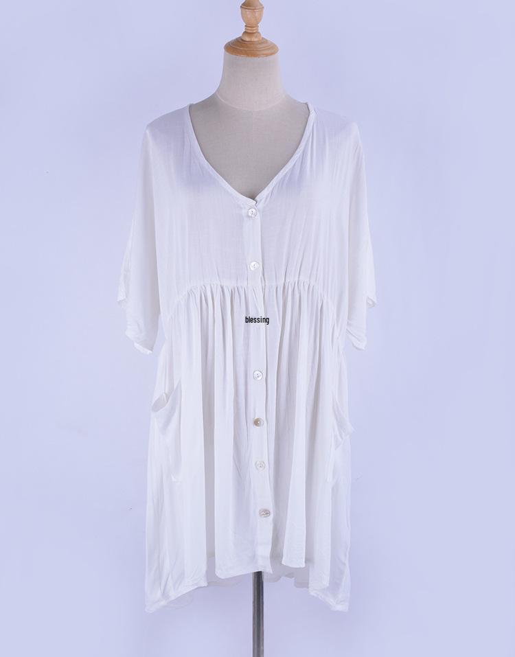 European & American Cotton Bamboo Pocket Swimsuit Cover-up