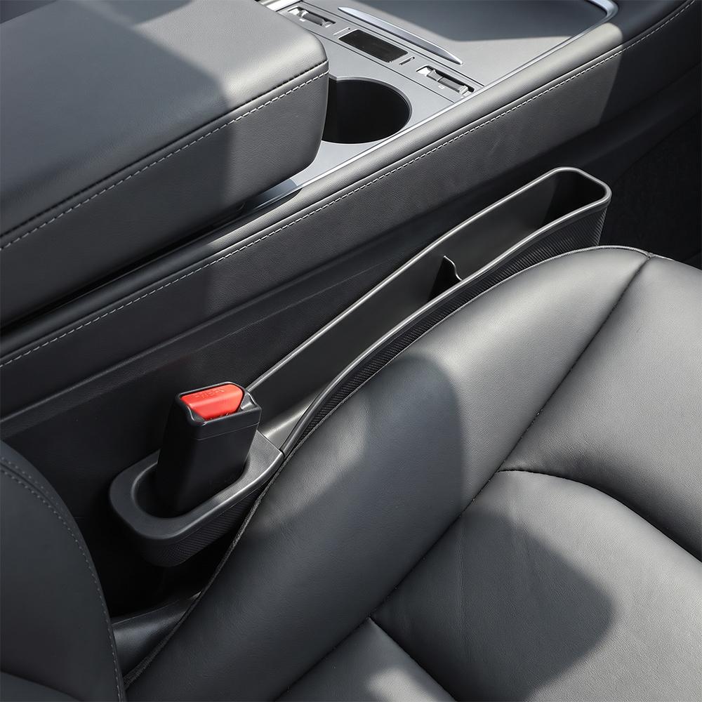 Car Seat Gap Filler Organizer TPE Side Seam Car Gap Filler Leakproof with Storage for Tesla Model 3 Highland Model Y Juniper