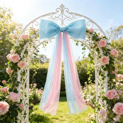 Giant Bow Decoration 39x59 Inch Large Tulle Ribbon Bow Knot for Party Wedding Birthday Wall Door Hanging Ornament Shower Decor & Gift Wrapping