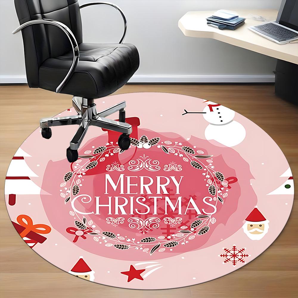 1pc Christmas Ornament Office Round Rug, Non-slip, Soft and Durable Office Rug for Interior Decoration, Perfect for Office, Beautiful Decoration Yy260