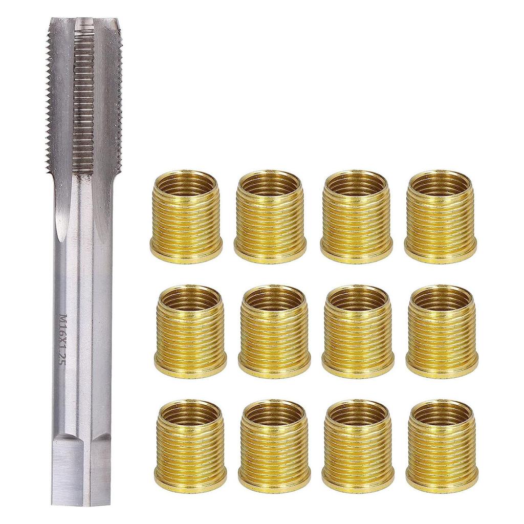 13pcs M14 Spark Plug Thread Hole Repair Tool Combo Kit Compatible For Restoring Damaged Thread Steel Iron Aluminum Metal