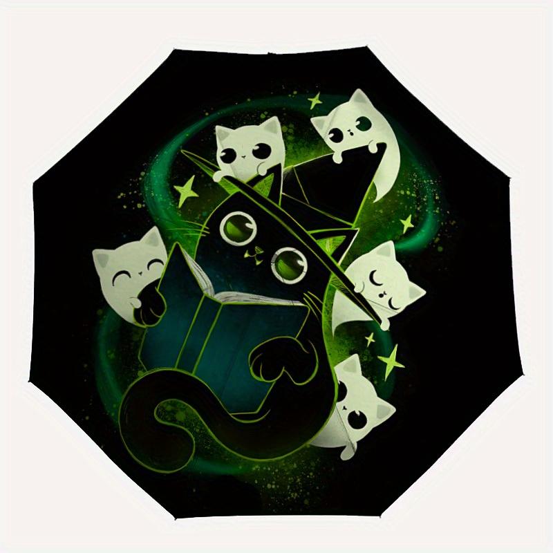 

1pc Witchcraft Cats Automatic Open/Close, Foldable Compact Umbrella with 8-Rib Shaft, Perfect Gift For Men And Women, Casual Style, Vibrant