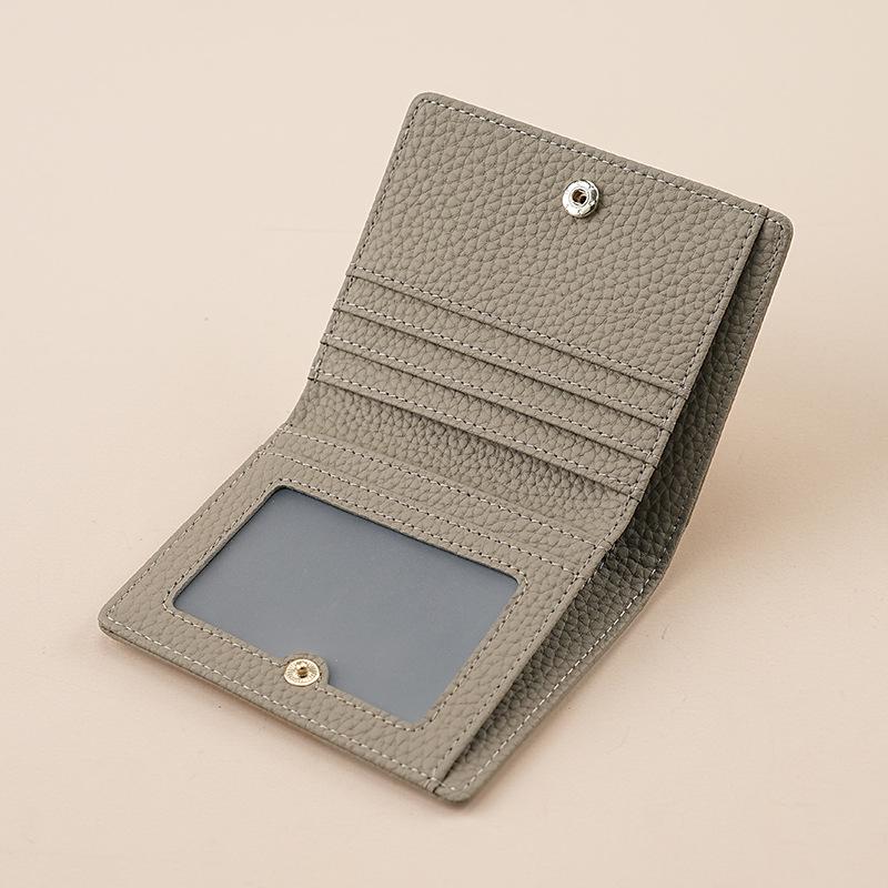 

Japanese Style Women s Leather RFID Coin Purse with Alloy Clasp сірий колір