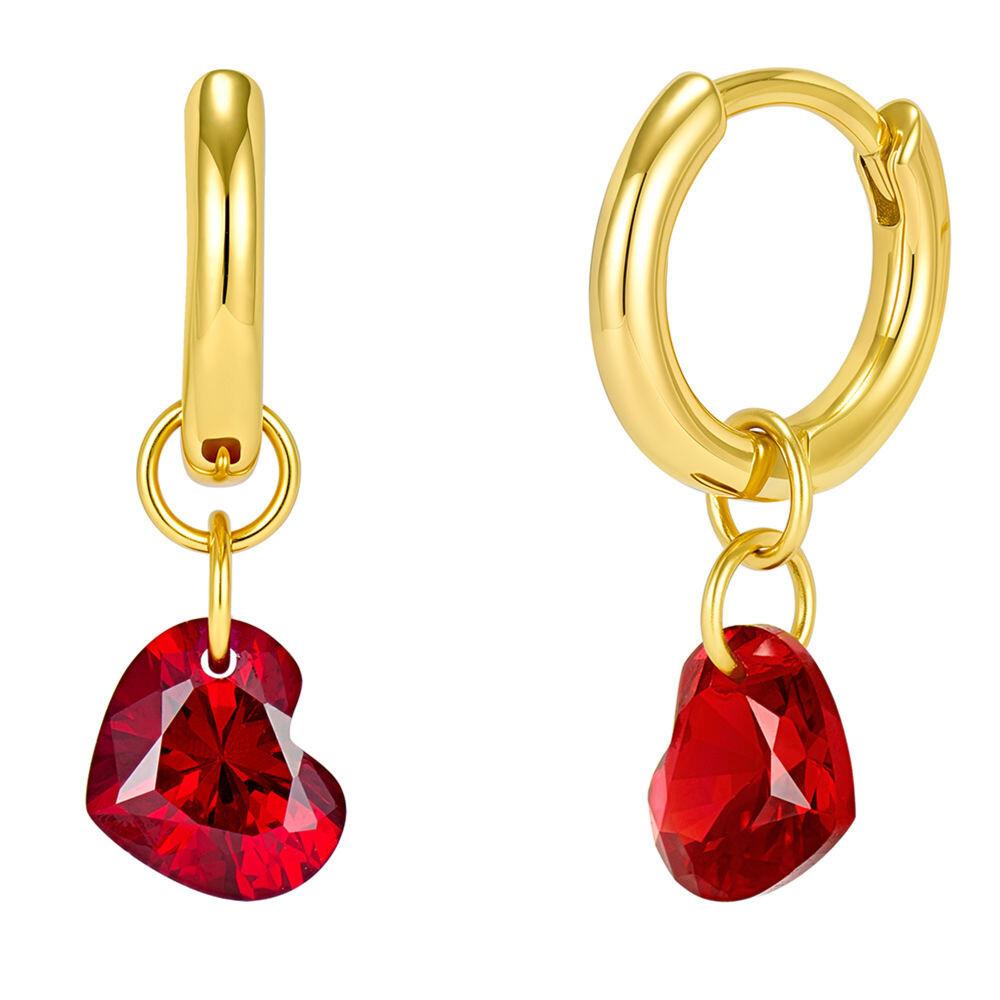 New In Trend Glossy Heart-shaped Ruby Earring Buckle Light Luxury Simple and Fashion Earrings for Women Banquet Jewelry Gift