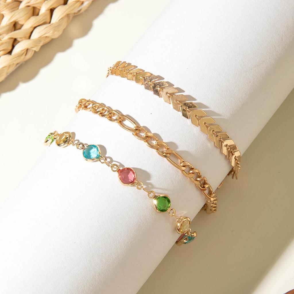 Cross Border Fashion Versatile Creative Airplane Chain Foot Chain Beach Style Fashion Trend Inlaid Rhinestone Three Piece Set Foot Chain