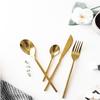 European Cylindrical Golden Main Meal Knives, Forks, Spoons, Teaspoons, a Large Number of Sets In the Restaurant