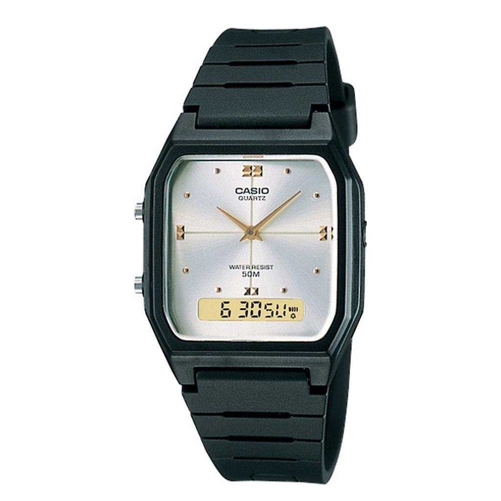 CASIO Standard Analog Digital Resin Watch Black AW-48HE-7