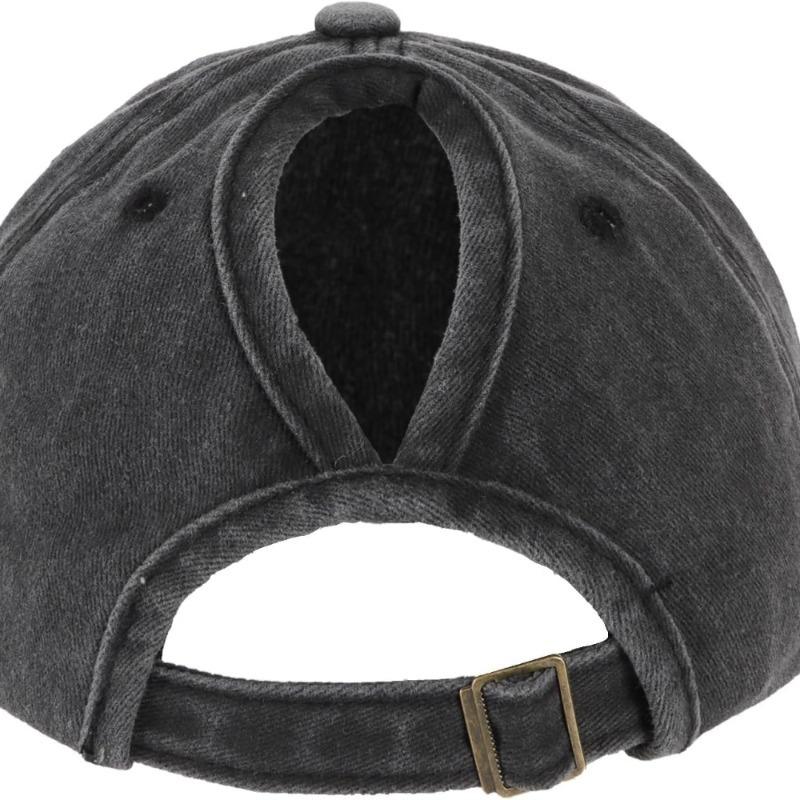 1 Stück Retro Gewaschene Baseballkappe mit Stickerei eines kleinen Herzens für den Pferdeschwanz für Damen, Verstellbare Damen-Kappe für den täglichen Gebrauch im Freien