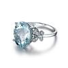 Platinum-Plated Butterfly Ring with Sea Blue Topaz and Zircon for Women