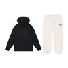 Fleece Hooded Letter Long Sleeve Sweatshirt And Elastic Long Pants Casual Sports Set Men Sets F11M445208F-BK+F11M439605F-IV