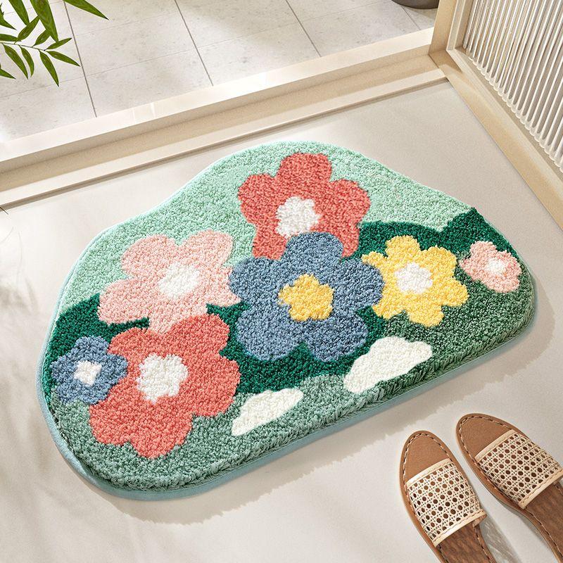 Floor mat toilet bathroom floor mat flower absorbent household toilet door bathroom door bedroom carpet mat