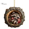 Acrylic Animal Ornaments Tree Hole Ornament, Owl Fox Raccoon Bird Hedgedog Holiday Decor Pendant Squirrel Pinecone Pendant, Seasonal Hanging
