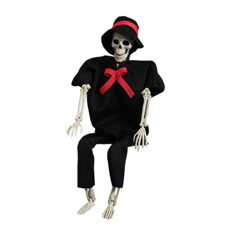 Realistic Skull Statue Halloween Props for Haunted House Decoration Frighteningly Skeleton Sculpture Ornament