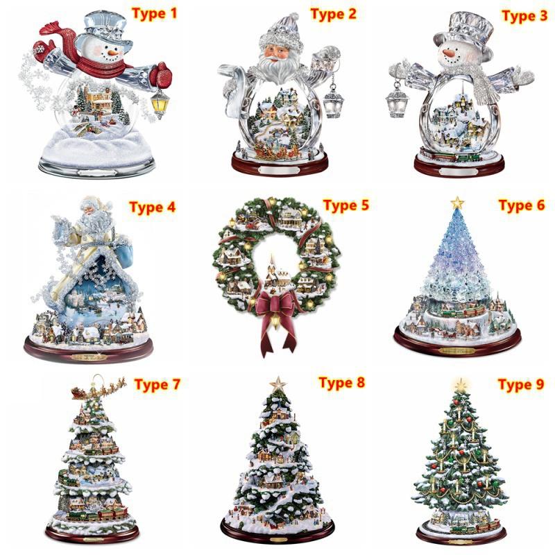 9 tipi di albero di Natale rotante scultura treno decorazioni incolla cristallo ghiacciato albero di Natale vetrofanie decorazioni natalizie per la casa