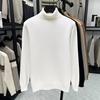 Men's Fashionable Thick Knit Pullover with Double-Fold High Neck, Fleece-Lined for Warmth, Solid Color, Perfect for Middle-Aged and Young Adults.