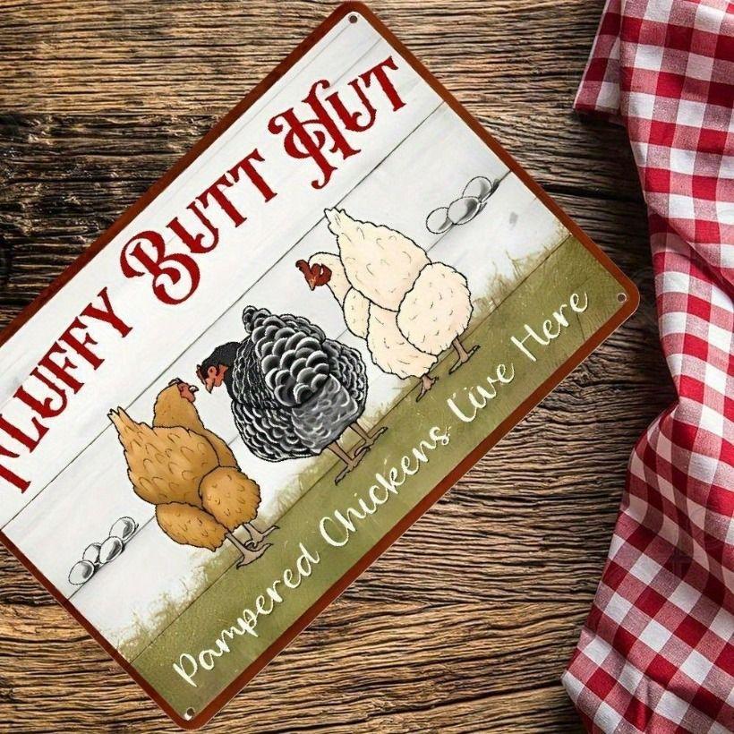 Metal wall art, 3D chicken coop poster, rustic farmhouse kitchen decor