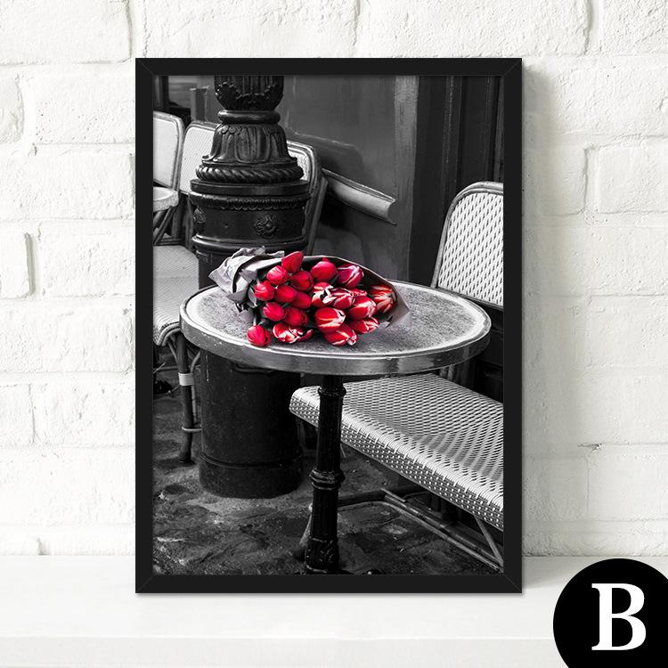 Rosenturm Schwarz-Weiß-Wohnzimmerdekoration, Malerei, moderne Landschaft, Schlafzimmer, Wandgemälde, Schlafzimmer, Sofa, Wandplakate