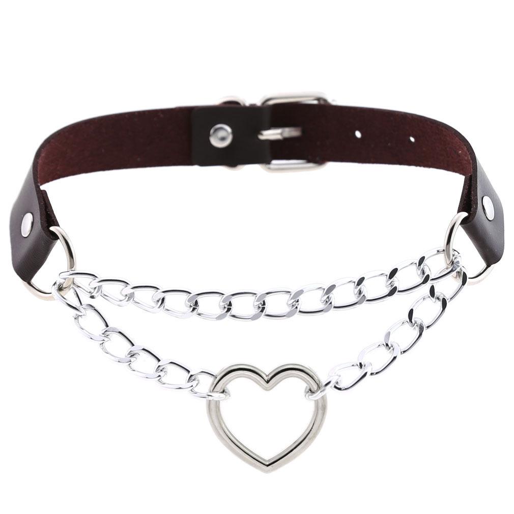 Pastelově gothický choker srdíčkový obojek pro dívku cosplay Harajuku náhrdelník krční pásek choker Kawaii růžové estetické doplňky