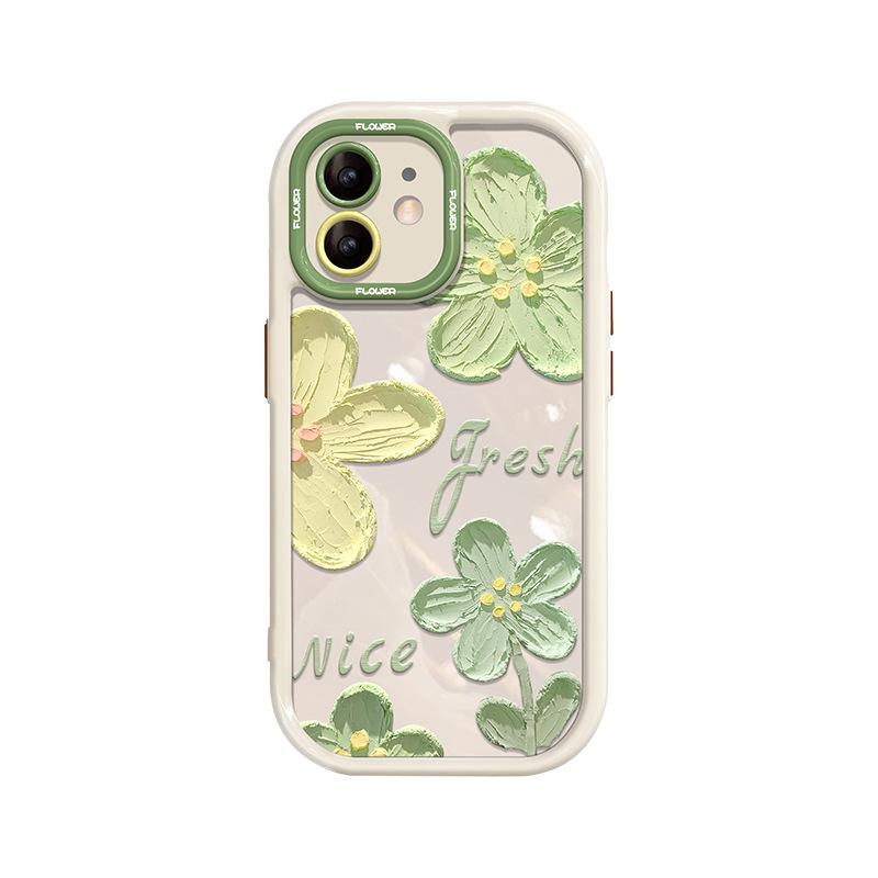 Applicable To Apple 15 Mobile Phone Case Iphone14pro Oil Painting Flowers 13 Transparent Anti-fall 12/11 Full-inclusive Lens for Women
