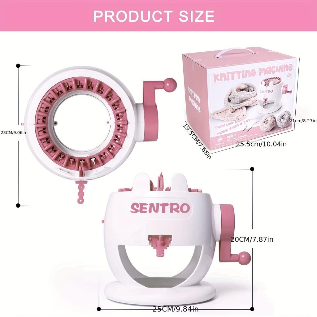 [Bærbar strikkemaskin] Manuell strikkemaskin - Bærbar, roterende doble nåler for nybegynnere og eksperter, kompakt strikkebrett for luer, skjerf