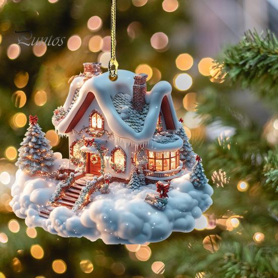 5 ks Ozdoba do auta Akrylová ozdoba na vánoční stromeček 2024 Dekorace na zavěšení na okno Tašky s plochým potiskem Přívěsek na dveře na stromeček Tématické večírky na statku