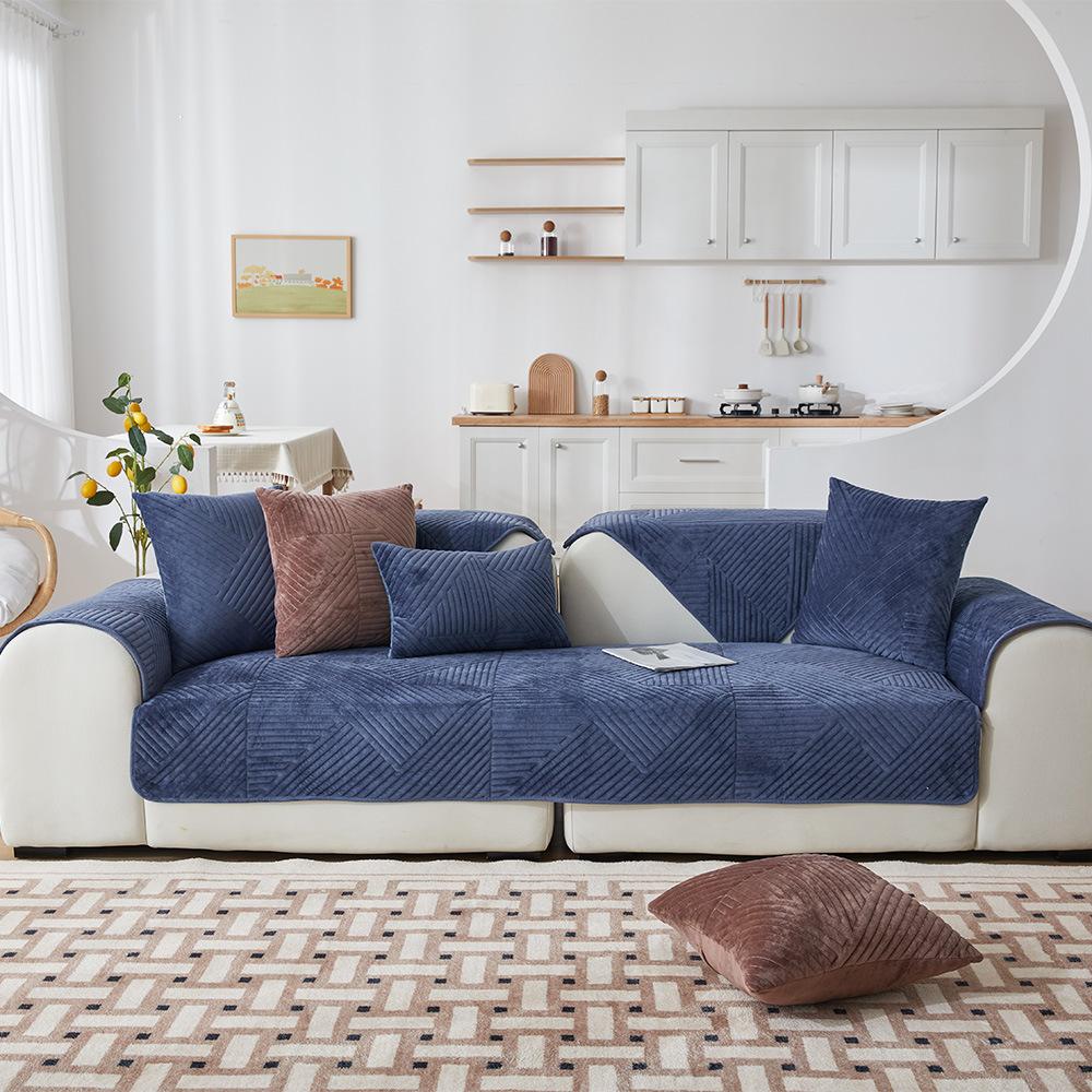 Short Plush Sofa Covers Slipcovers Sofa Towel Universal Non-slip Couch Cover for Living Room Decorative