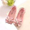 Girls Leather Shoes Soft Princess Sweet Toddlers Girl Big Kids School Shoes Ankle-strap Butterfly-knot with Rhinestone