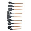 9Pcs Set Silicone Kitchenware Kit NonStick Cooking Utensils Baking Tool with Wooden Handle
