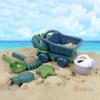 Dinosaurier Strandspielzeug Sandkasten Set Outdoor Strand Sand Schaufelspielzeug Dinosaurier Kipper mit Schaufel Rechen Gießkanne und Sandförmchen