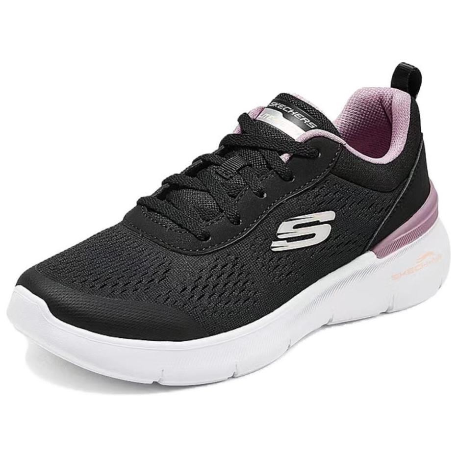 Skechers Sport Womens Comfortable Versatile Breathable Lightweight Low-Top Casual Shoes Women Sneaker Black Pink 150370-BKMV
