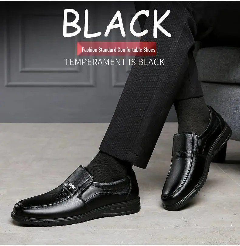 Dragonfly Men's Genuine Leather Breathable Non-Slip Casual Shoes for Middle-Aged & Elderly