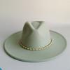Yellow Fashion Fedora Hat With Colorful Chain 9.5Cm Wide Brim Hat For Women Winter Men'S Hat Cowboy Felt Hat  Sombreros