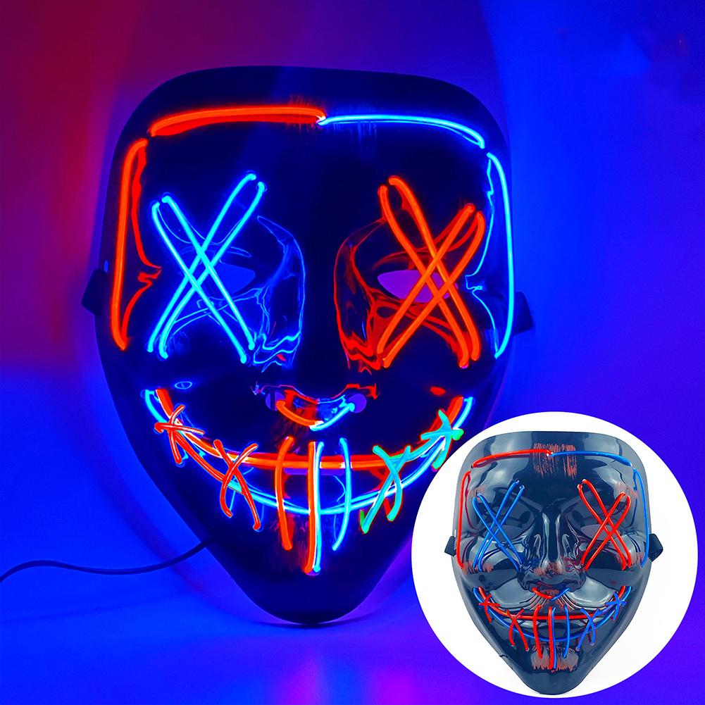 Wireless Halloween Neon LED Purge Mask Masque Masquerade Party Masks Light Grow In The Dark Horror Mask Glowing Masker