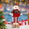 Snowman Figure Doll Christmas Decoration Art Display Stretchable Legs Ornament Decor for Table Store