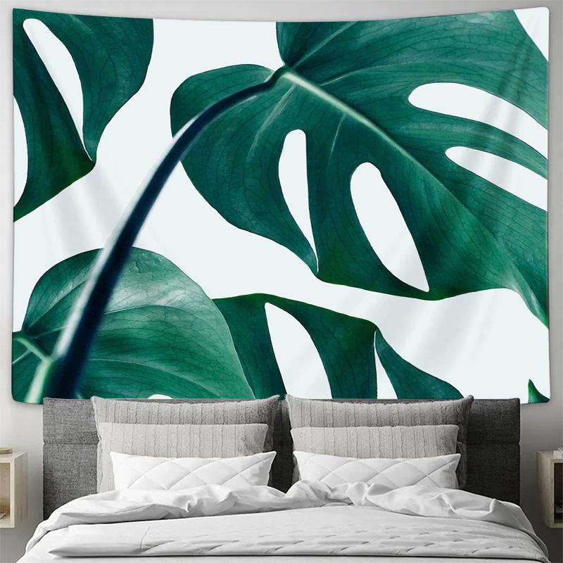 Tropical Monstera Leaf Tapestry Wall Hanging Botanical Nature Decor Jungle Room Aesthetic Greenery Wall Art Bohemian Home Decor