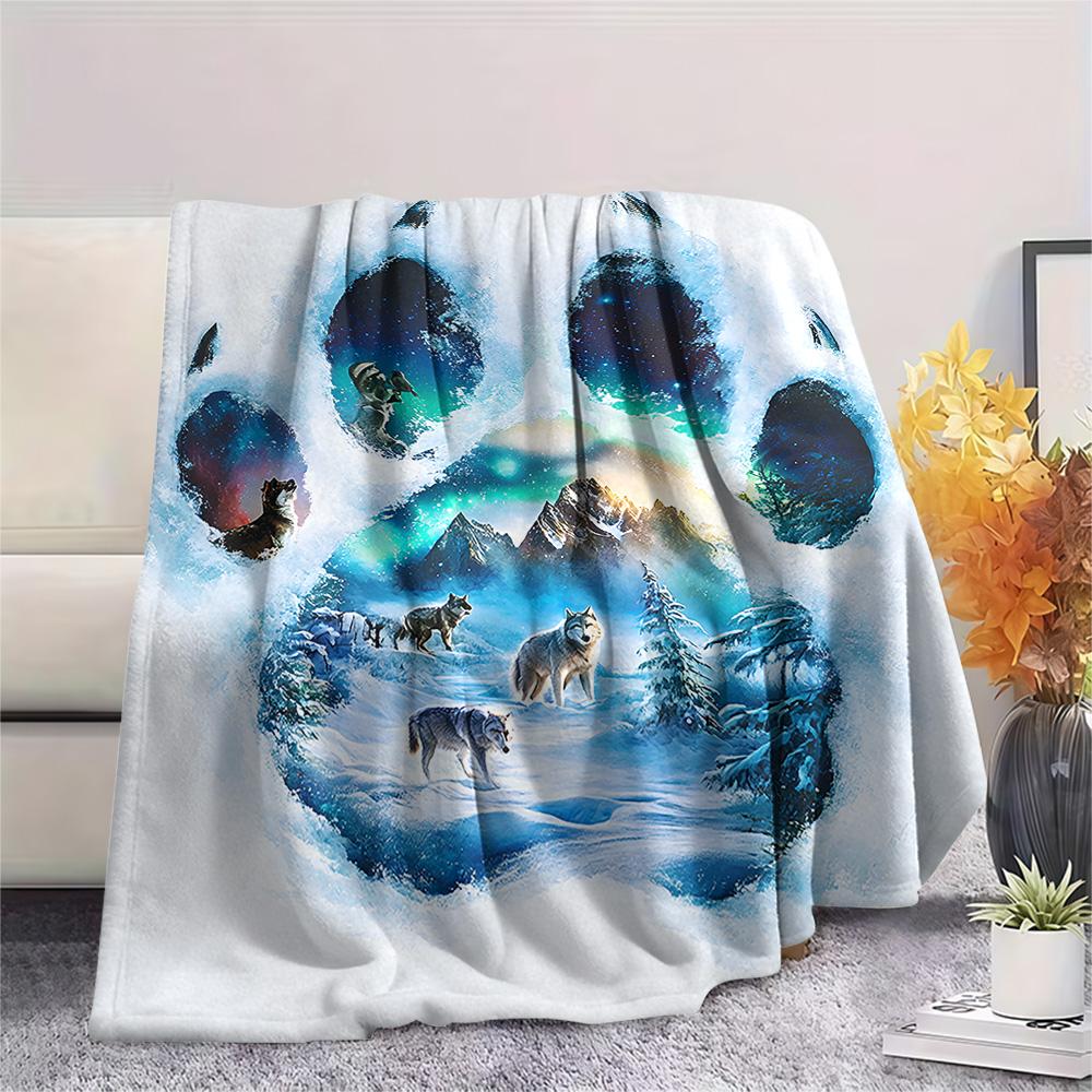 Polar Bear Print Flannel Blanket, High quality Comfortable for All Seasons, Home Decor, Warmth and Comfort, Perfect for Christmas Gifts