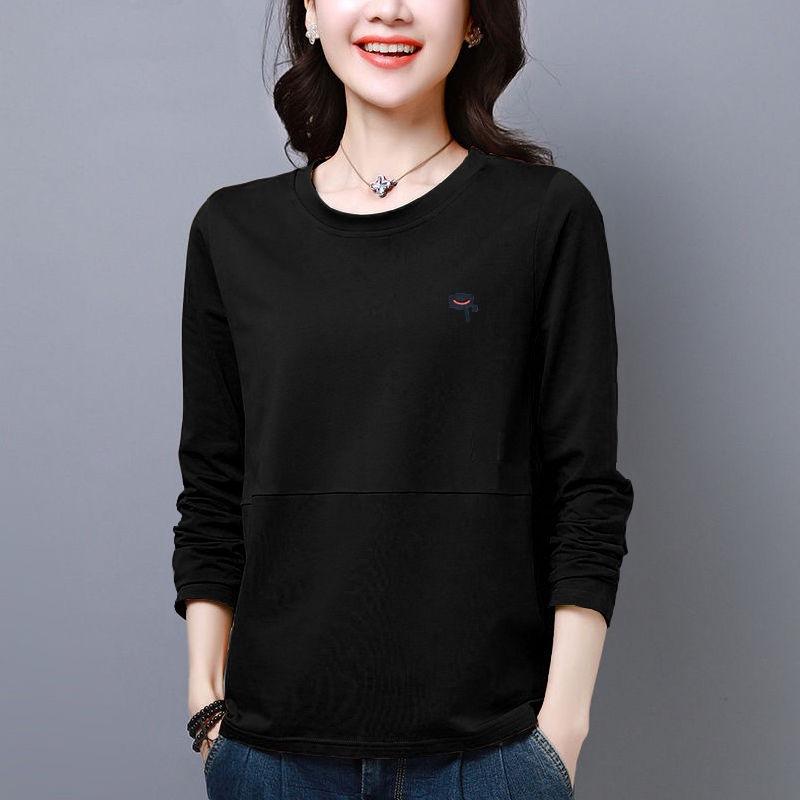 Plus Size Women's Loose Long Sleeve T-Shirt Korean Style Autumn Fashion Bottoming Top Slimming Hide Belly Cartoon Print
