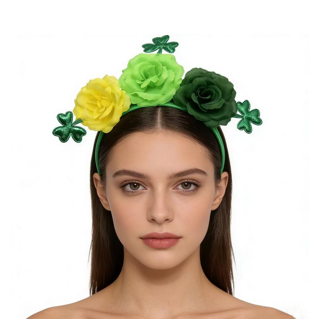 St. Patrick's Day Headband Irish Holiday Party Green Clover Flower Headband