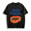 Juicy Papaya Print Casual T-Shirt Unisex Loose Breathable Top For Daily Wear Summer Pure Cotton T-shirt