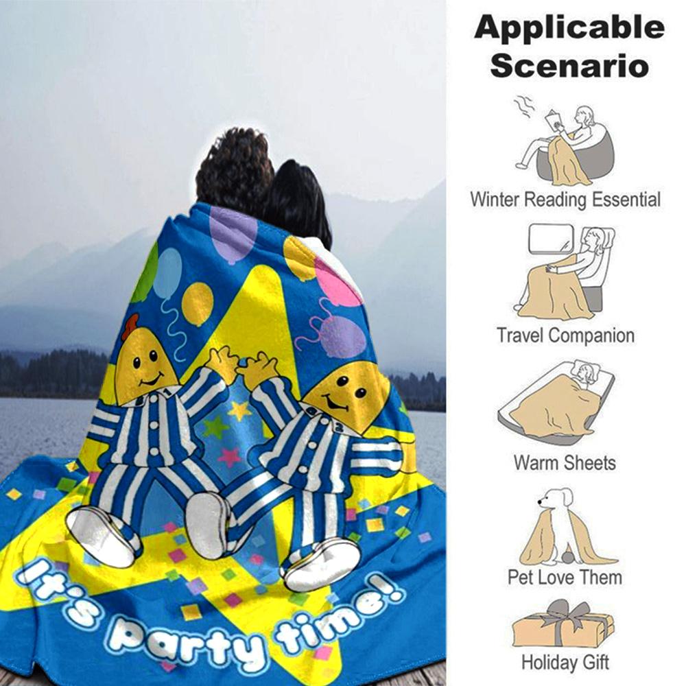 Bananas In Pyjamas Print Flannel Blanket High Quality Warm Comfortable Cover for All Seasons Perfect for Gifts Home Decor