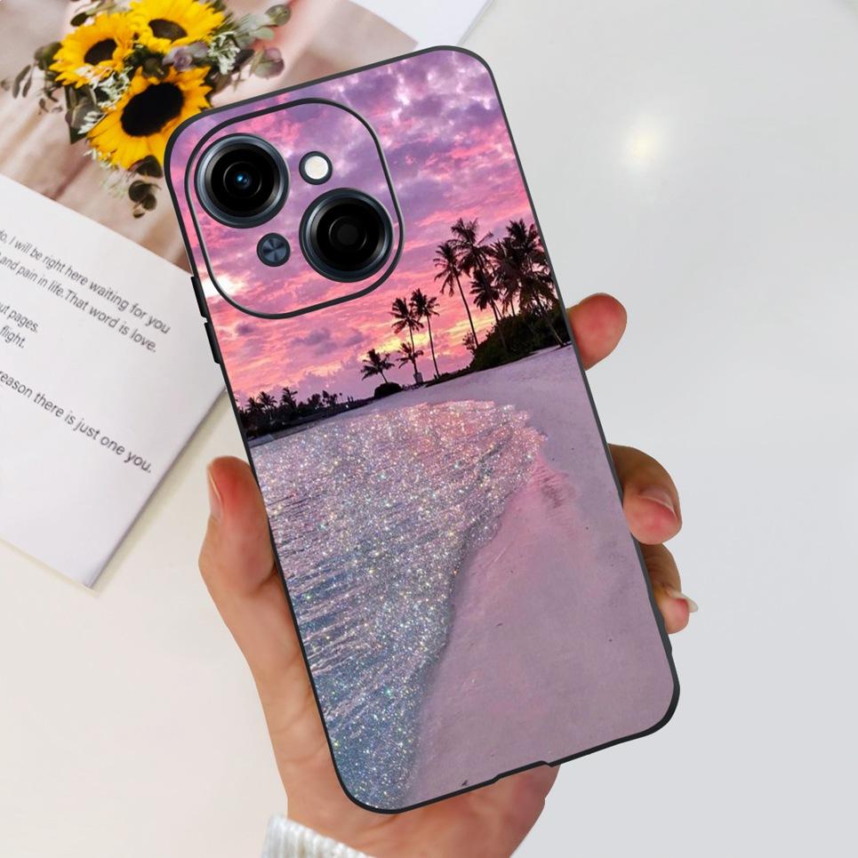 Flower Butterfly Women Fashion Back Cover For Tecno Spark GO 1 Spark GO 2025 Phone Funda Black Matte Soft TPU Silicone