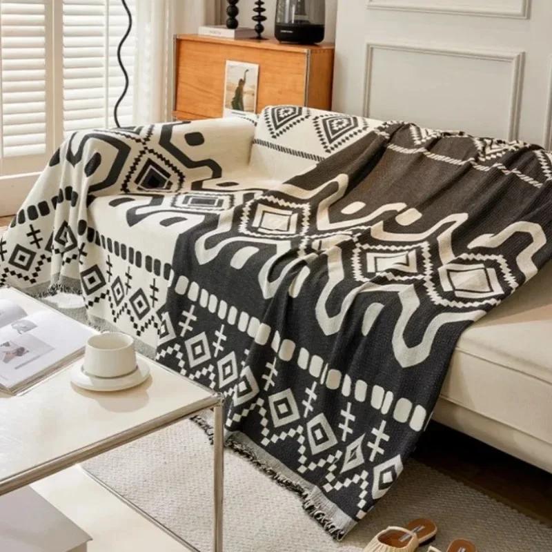 Bohemian Full-cover Sofa Cover Four Seasons Universal Chenille Dustproof Couch Cloth Double-sided Jacquard Nap Blanket for Chair