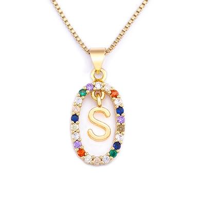 Nidin New Colorful 26 Letters A - Z Initial Alphabet Pendant Long Chain Necklace Jewelry Women Accessories Gift