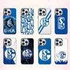 Klasik S-Schalke-es 04 P-Desenli Telefon Kılıfı iPhone17,16,15,14,13,12,11 Plus,Pro Max İç Kapağı Renkli Gümüş Kaplamalı