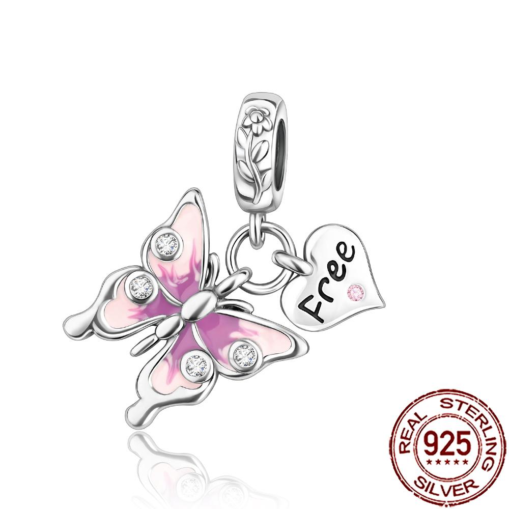 Spring New Charms Genuine Copper Floral Bee Firefly Style Butterfly Beads Fit Original Bracelet Necklace Handmade DIY Jewelry