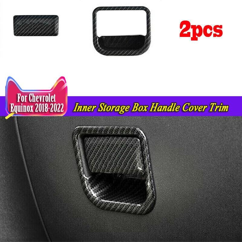 Carbon Fiber Inner Storage Box Handle Cover Trim For Chevrolet Equinox 2018-2024