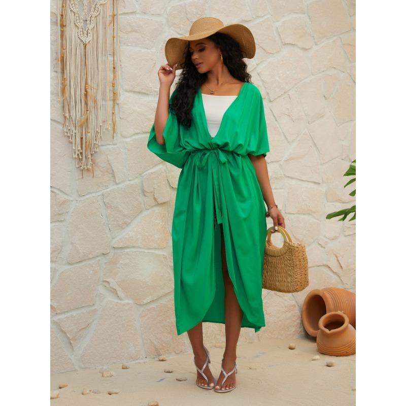 Damen Sonnencreme Cardigan aus menschlicher Baumwolle, Bikini-Überzug, Badeanzug, äußere Sonnenschutzbekleidung, Strandurlaubskleider