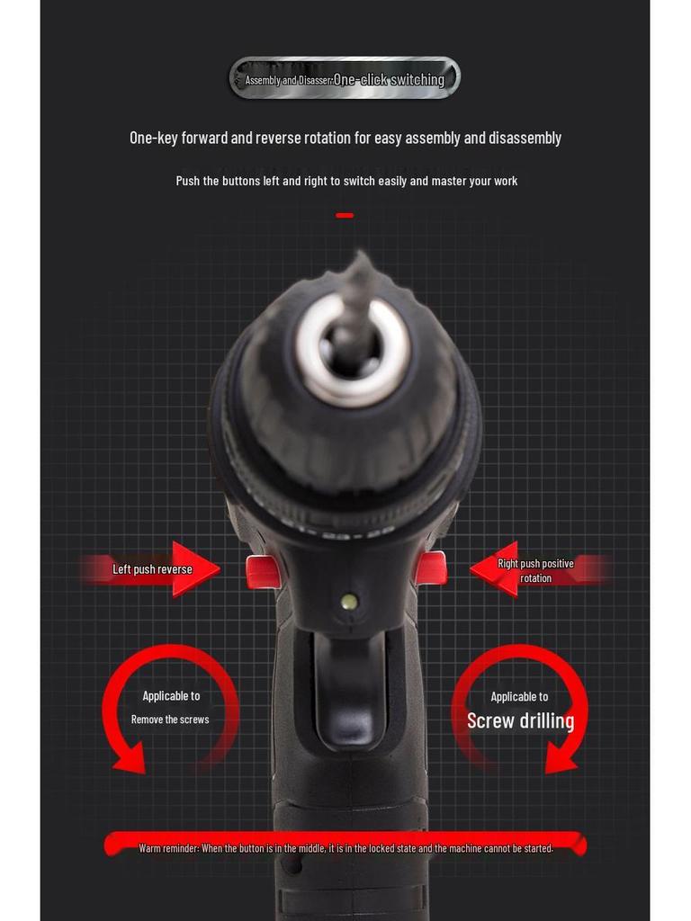 Rechargeable Lithium Electric Drill | Multi-Functional Handheld Impact Screwdriver