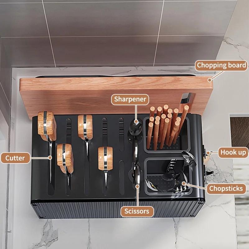 Knife Holder Multi-function Utensil Stand Knife Block Drainer Storage Box Spoon Fork Kitchen Organizer Rack for Cutlery Utensil